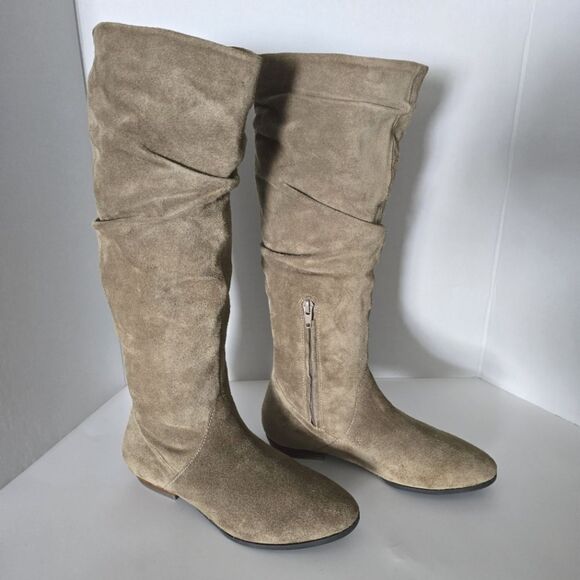 Array Womens Norwalk Taupe Suede Slouchy Mid-Calf Boots Size 6.5W - Picture 1 of 8